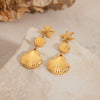 Wholesale Jewelry Stainless Steel Geometric Starfish Shell Pendant Earrings 18K Gold Electroplated Quiet Minimalist Design