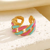 Wholesale Jewelry Stainless Steel Geometric Style Color Oil Dropping Chain Opening Ring Hip Hop Spring Jewelry For Women