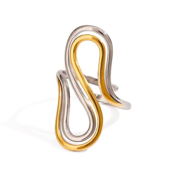 Wholesale Jewelry Stainless Steel Geometric Style Electroplating Adjustable Opening Ring For Women