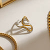 Wholesale Jewelry Stainless Steel Geometric Style Electroplating Adjustable Opening Ring For Women
