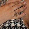 Wholesale Jewelry Stainless Steel Geometric Style Electroplating Love Hollow Ring For Women