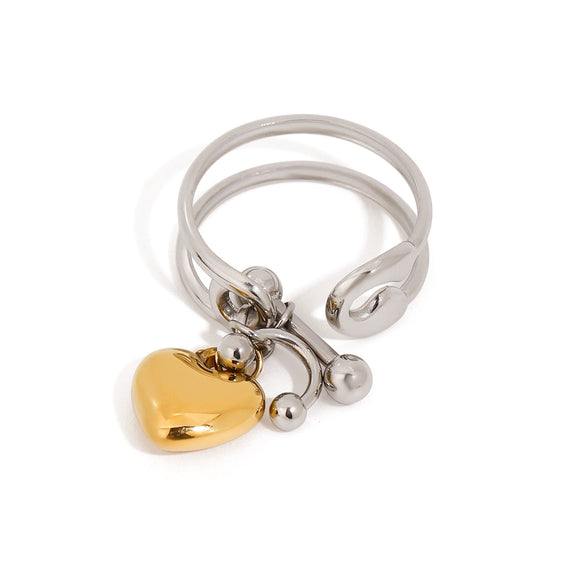 Wholesale Jewelry Stainless Steel Geometric Style Electroplating Love Hollow Ring For Women