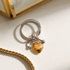 Wholesale Jewelry Stainless Steel Geometric Style Electroplating Love Hollow Ring For Women