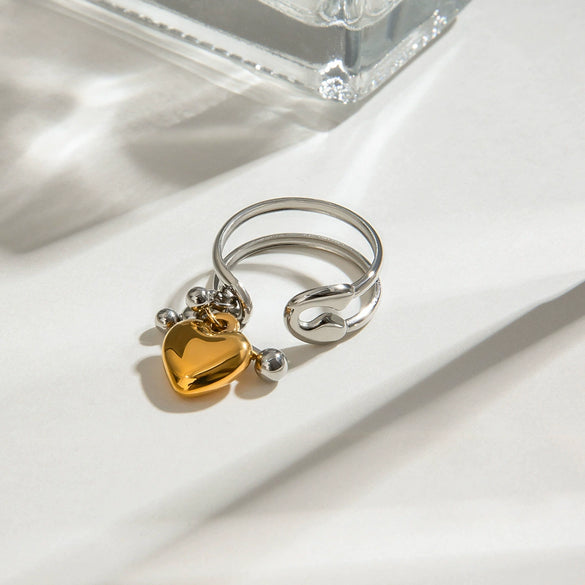 Wholesale Jewelry Stainless Steel Geometric Style Electroplating Love Hollow Ring For Women