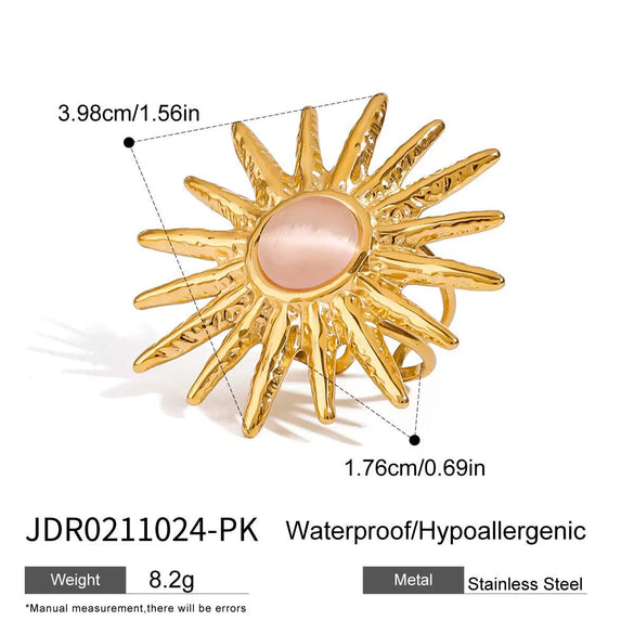 Wholesale Jewelry Stainless Steel Geometric Style Hammered Electroplated Women's Earrings And Ring