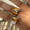 Wholesale Jewelry Stainless Steel Geometric Style Love Opening Ring With Gold And Silver Color Matching And Electroplating Treatment