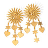 Wholesale Jewelry Stainless Steel Geometric Sun Smiling Face Love Fivepointed Star Cutting Electroplated Earrings For Women
