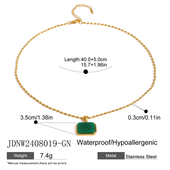Wholesale Jewelry Stainless Steel Geometric Tiger Eye Stone Necklace For Women Electroplated
