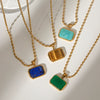 Wholesale Jewelry Stainless Steel Geometric Tiger Eye Stone Necklace For Women Electroplated