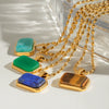 Wholesale Jewelry Stainless Steel Geometric Tiger Eye Stone Necklace For Women Electroplated
