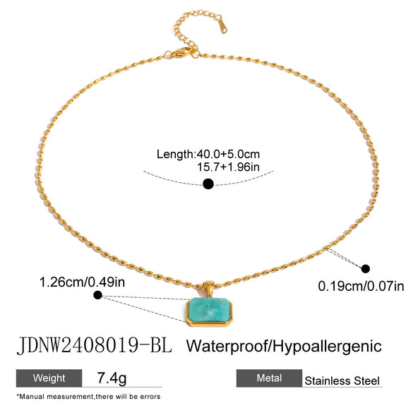 Wholesale Jewelry Stainless Steel Geometric Tiger Eye Stone Necklace For Women Electroplated