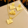 Wholesale Jewelry Stainless Steel Geometric Triangle Irregular Bump Electroplated Earrings Necklaces Rings Set For Women