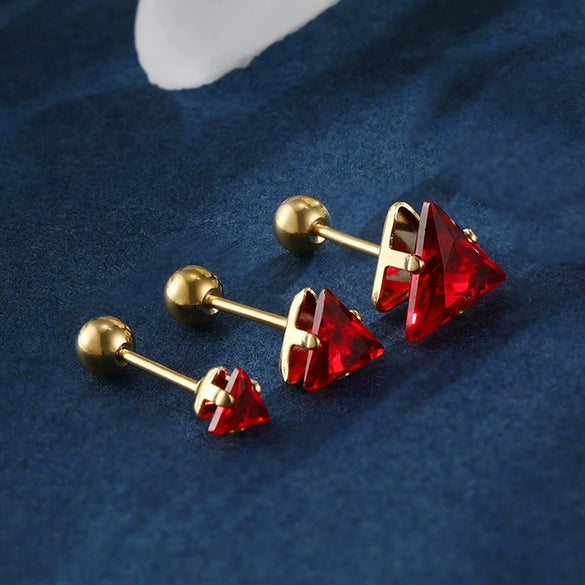Wholesale Jewelry Stainless Steel Geometric Triangle Stud Earrings Electroplated