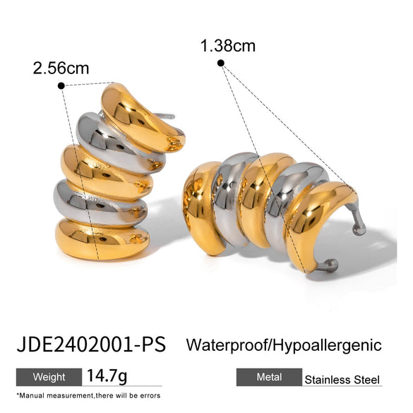 Wholesale Jewelry Stainless Steel Geometric Vacuum Plated Earrings For Women