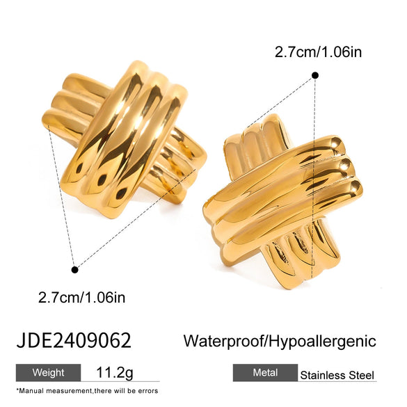 Wholesale Jewelry Stainless Steel Geometric Vacuum Plated Earrings For Women