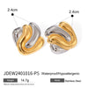 Wholesale Jewelry Stainless Steel Geometric Vacuum Plated Twocolor Gold And Silver Earrings