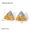Wholesale Jewelry Stainless Steel Geometric Vacuum Plated Twocolor Gold And Silver Earrings