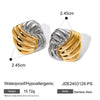 Wholesale Jewelry Stainless Steel Geometric Vacuum Plated Twocolor Gold And Silver Earrings