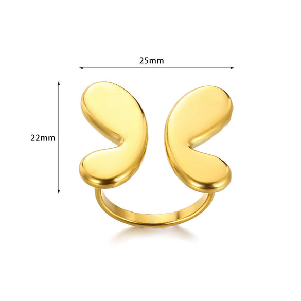 Wholesale Jewelry Stainless Steel Glossy Butterfly Open Ring Electroplated For Women