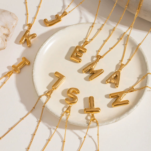 Wholesale Jewelry Stainless Steel Glossy Letter Pendant Necklace Electroplated