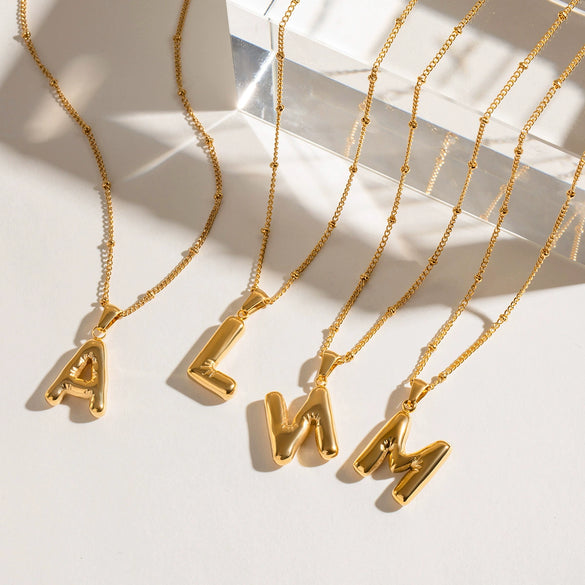Wholesale Jewelry Stainless Steel Glossy Letter Pendant Necklace Electroplated
