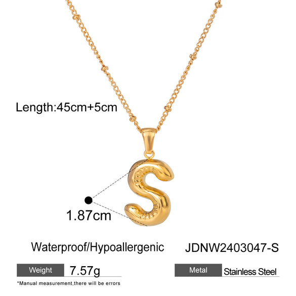 Wholesale Jewelry Stainless Steel Glossy Letter Pendant Necklace Electroplated