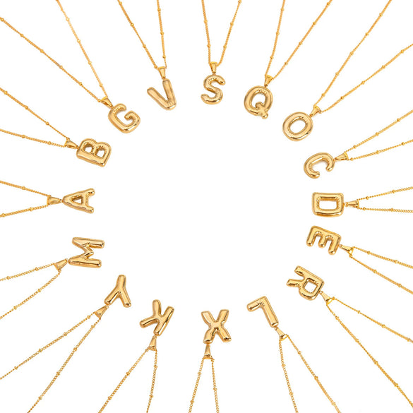 Wholesale Jewelry Stainless Steel Glossy Letter Pendant Necklace Electroplated
