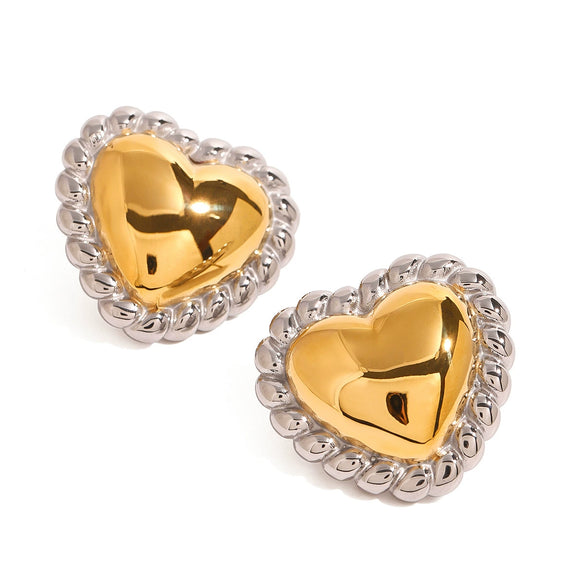 Wholesale Jewelry Stainless Steel Gold And Silver Color Matching Hemp Lace Geometric Electroplated Women's Earrings