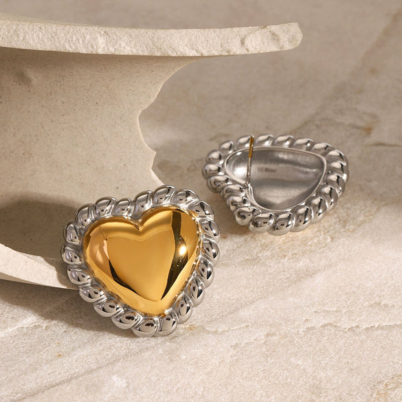 Wholesale Jewelry Stainless Steel Gold And Silver Color Matching Hemp Lace Geometric Electroplated Women's Earrings