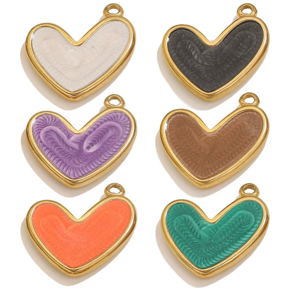 Wholesale Jewelry Stainless Steel Gold Enamel Oil Drop Love Pendant Accessories