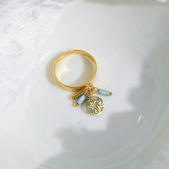 Wholesale Jewelry Stainless Steel Gold Plated Geometric Cylindrical Pendant Ring