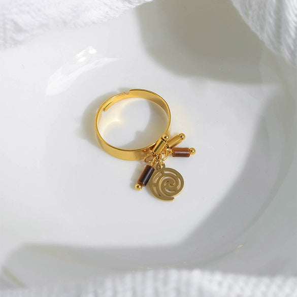 Wholesale Jewelry Stainless Steel Gold Plated Geometric Cylindrical Pendant Ring