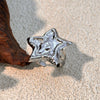 Wholesale Jewelry Stainless Steel Gold Plated Heart Pentagonal Star Opening Ring Natural Geometric Design