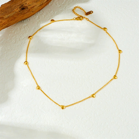 Wholesale Jewelry Stainless Steel Gold Plated Heart Shape Electroplating Necklace For Women