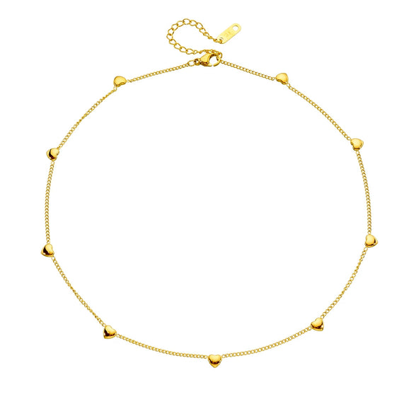 Wholesale Jewelry Stainless Steel Gold Plated Heart Shape Electroplating Necklace For Women