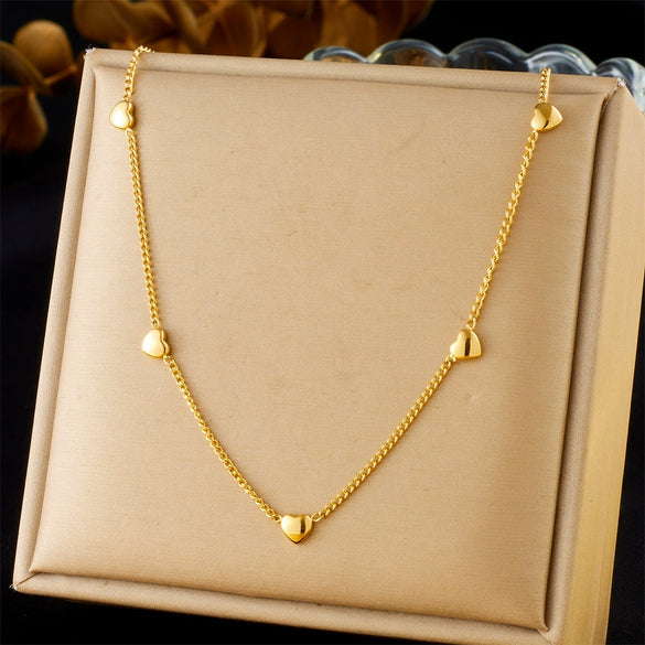 Wholesale Jewelry Stainless Steel Gold Plated Heart Shape Electroplating Necklace For Women