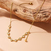 Wholesale Jewelry Stainless Steel Gold Plated Heart Shape Love Round Beads Long Tassel Chain Necklace