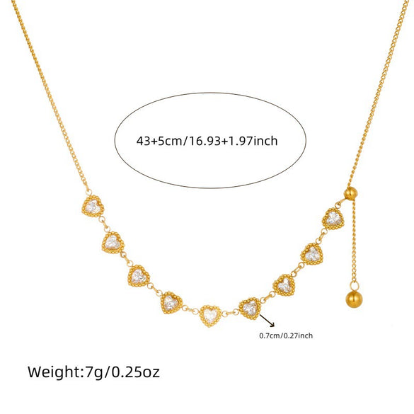 Wholesale Jewelry Stainless Steel Gold Plated Heart Shape Love Round Beads Long Tassel Chain Necklace