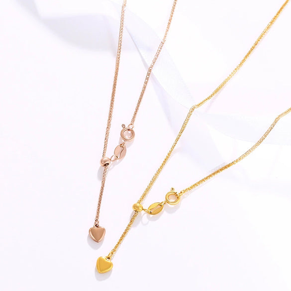 Wholesale Jewelry Stainless Steel Gold Plated Heart Tassel Women's Necklace