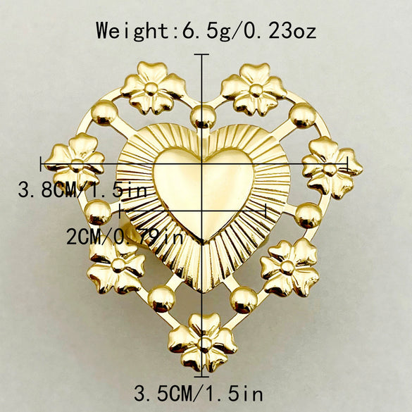 Wholesale Jewelry Stainless Steel Gold Plated Heartshaped Ring For Women