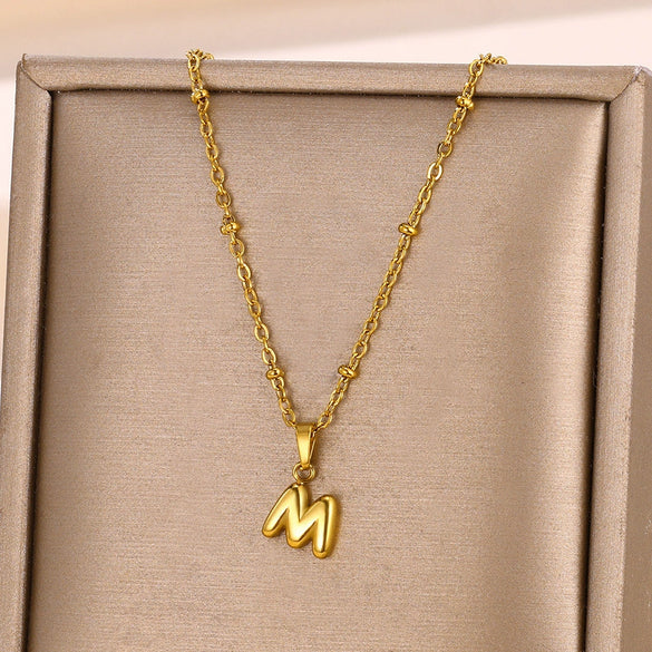 Wholesale Jewelry Stainless Steel Gold Plated Mini Bubble Letter Pendant