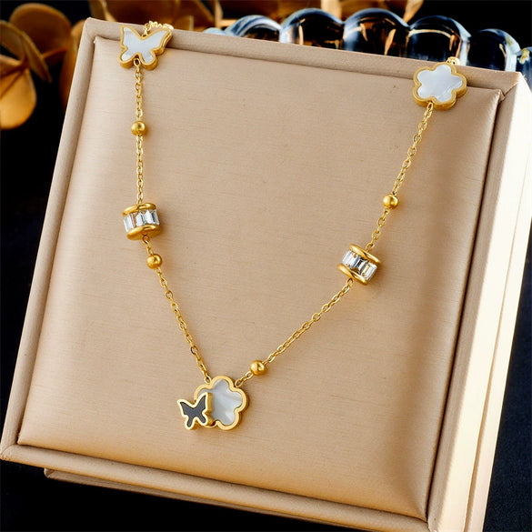 Wholesale Jewelry Stainless Steel Gold Plated Plants And Flowers Pattern Accessories Set For Women