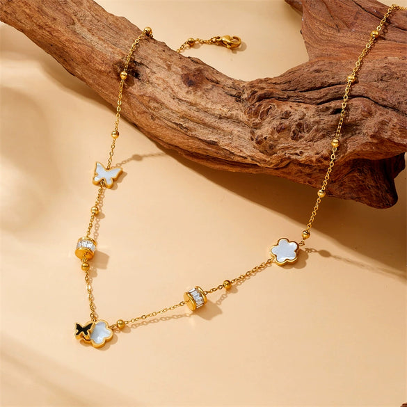 Wholesale Jewelry Stainless Steel Gold Plated Plants And Flowers Pattern Accessories Set For Women
