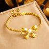 Wholesale Jewelry Stainless Steel Gold Plated Retro Woven Chain With Butterfly Dragonfly Insect Pattern For Women
