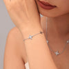 Wholesale Jewelry Stainless Steel Gold Plated Zircon Fourleaf Flower Doublelayer Necklace And Bracelet Set For Women