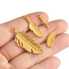Wholesale Jewelry Stainless Steel Golden Feather Leaves Pendant Electroplated Accessories Necklace Earrings