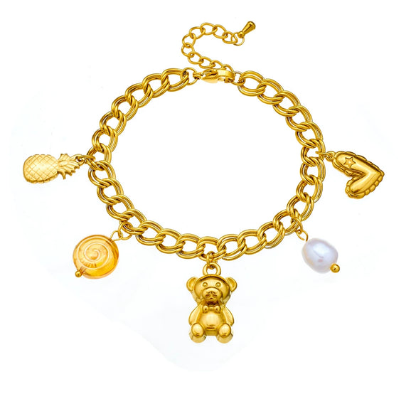 Wholesale Jewelry Stainless Steel Goldplated Animal Zodiac Pendant Bracelet