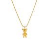 Wholesale Jewelry Stainless Steel Goldplated Cartoon Bear Pendant Chain Necklace Earrings Set