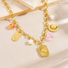 Wholesale Jewelry Stainless Steel Goldplated Geometric Embossed Sun And Moon Clavicle Chain For Women