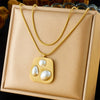 Wholesale Jewelry Stainless Steel Goldplated Irregular Geometric Pearl Pendant Threepiece Set For Women